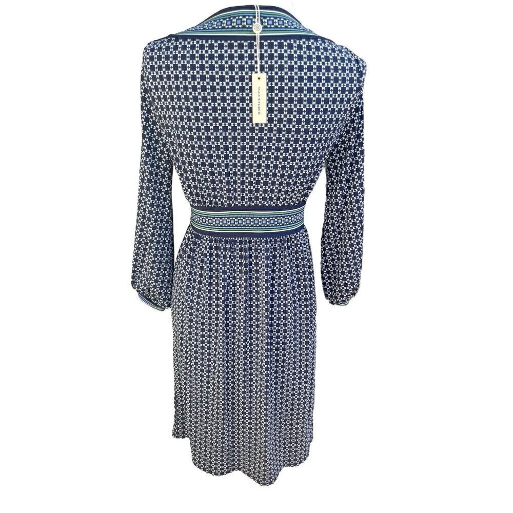 Max Studio Blue Navy Printed Women's Size Small S Sheath Dress $98 - Picture 3 of 16